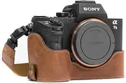 [MegaGear] MG1130 Sony Alpha A7S II, A7R II, A7 II Genuine Leather Camera Half Case and Strap - Dark Brown