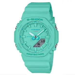 【CASIO 卡西歐】G-SHOCK x ITZY 迷你版農家橡樹 纖薄八角形雙顯錶-綠松藍(GMA-P2100-2A 防水200米)