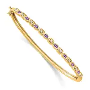 14k Yellow Gold Amethyst and Natural Diamond Bangle