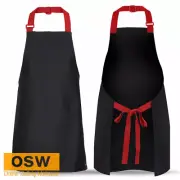 BN Plain Weave Apron with Colour Strap - Black/Red (65x71cm or 86x93cm)