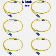 6 Pack 1M 3Ft LC UPC to LC UPC Duplex 9/125 Single Mode Fiber Optic Patch Cable