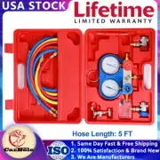 HVAC A/C Air Refrigeration Kit AC Manifold Gauge Service Set W/ 5 ft Length Hose