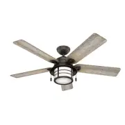 Hunter 54" Key Biscayne Outdoor Ceiling Fan LED Light Rustic Farmhouse Nautical