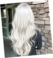 WEKADRIN Synthetic Curly Wig Women's Cosplay Wig Lace Front White Wig for Party Halloween and Everyday