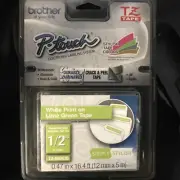 Brother P-touch TZ Tape 1/2" 12mm White Print on Lime Green Tape TZ-MQG35