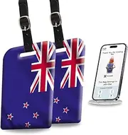 [Pack 2] tag8 New Zeland Flag Smart Luggage tag |Trendy Luggage tag ID Identification | Suitcase Tag | Fashionable Digital Name tag | Airline Compliant, SITA World Tracer Code Enabled | Gift idea