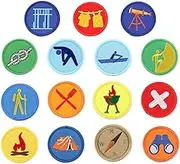 Siwenjiang Boy Scout Badge Patch,Outdoor Exploration Camping Hiking Style Badge Iron on Sew on Patches(15 pcs)