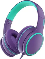 RORSOU R10 On-Ear Headphones with Microphone, Lightweight Folding Stereo Bass Headphones with 1.5M Tangle Free Cord, Portable Wired Headphones for Smartphone Tablet Computer MP3 / 4 (Purple)