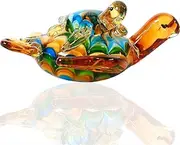 EUSTUMA Hand Blown Glass Sea Turtle Figurines Ornament,Sea Animal Ornament for Home Decor,Sea Animals Collection for Birthday Gift,Glass Tortoise Sculpture