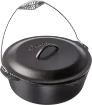 9 Quart Pre-Seasoned Cast Iron Dutch Oven with Lid - Wire Bail Handle for Easy T