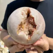 2.9lb Natural Pink Amethyst Geode ball quartz crystal sphere Mineral Specimen