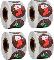 FRCOLOR 2sets 2 Rolls Christmas Present Box Sealing Stickers Easy Peel Self Adhesive Labels for Envelopes Candy Bags Festive Decor for Holiday Gifting 2rolls*2
