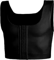 [WUJNANG] Men Chest Compression Super Corset Flat Hide Shirts, Mens Slimming Chest Shaper Vest, Corrector Chest,Black-2X