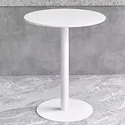 Round Bistro Bar Table Tall Top Table, Metal Counter Drink Table Pub Cocktail Tables for Home Kitchen Dining Desk, White Indoor Outdoor End Side Tables for Living Room