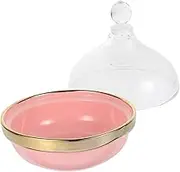 BESTOYARD Dessert Bowl Dish with Lid Pie Dish Pot Cake Platter Servers Cake Serving Platters Cheese Cloche Dome Pie Tins Trifle Bowl Ramekin with Lid Dinnerware Tableware Tapas Ceramics Pink