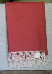 New Williams Sonoma Alpaca & Cotton Coral Fringe Throw Luxury Blanket