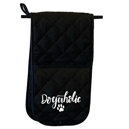 Dogaholic Dog Dogs Paw Print Novelty Mitt Kitchen Glove Mitts Double Oven Gloves