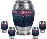 Motorcycle Urn for Ashes - Urns for Ashes - Keepsake Urns for Human Ashes Set of 4 - Sunset Blue Funeral for Ashes - Cremation Urn for Human Ashes (Combo of 5, 10 Inch & 3 Inch)