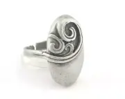 Adjustable Ring Antique Silver Plated brass (16mm 5.5US inner size) 3290