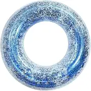 Transparent Floating Ring, Inflatable Ring Rainbow Sequins Swim Ring Durable Inflatable Pool Floats Swimming Ring 90cm for Adults Summer Pool Party