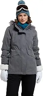 Mountain Warehouse Blizzard Womens Textured Ski Jacket - Waterproof, Breathable, Faux Fur - for Winter Snowboarding, Skiing