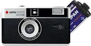 AgfaPhoto Analogue 35 mm 1/2 Format Photo Camera Black in Set with Black/White Negative Film and Battery