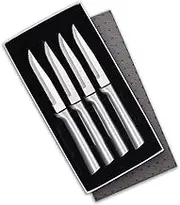 Rada Cutlery Serrated Steak Knife Set – Stainless Steel Knives with Brushed Aluminum Handles, Set of 4