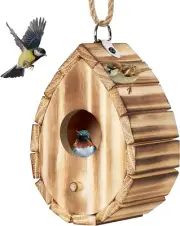 Wooden Hummingbird House - Outdoor Bird Nesting Box for Bluebirds