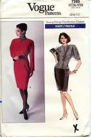 Vogue Pattern 7285 Misses' 1980's Style Jacket and Skirt SZ 6-8-10 Uncut