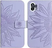 Compatible with Nothing Phone (1) 5G Cover,Compatible with Nothing Phone (1) 5G Flip Kickstand Card Slots Magnetic Closure Phone Case Purple