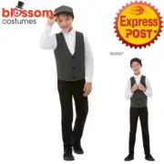 CK1691 20s Gangster Boys Mob Boss 1920's Great Gatsby Waistcoat Cap Hat Costume
