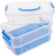 POPETPOP Multipurpose Plastic Storage Box with Lid Compartmentalized Organizer for Craft Supplies and Beads for Home School and Office Use Durable and Easy to Sort