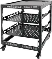 Tecmojo 12U Open Frame Network Rack, 19" Compatible, Floor Standing and Wall Mountable, with 2x 1U Server Shelf & Mounting Hardware, AV & IT Equipment Rack for for Office/Home