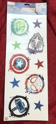 Marvel Avengers 10pc WALL DECALS Sticker Decor Hulk Thor Spider-Man Captain