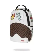 Sprayground Paris Patch Unisex White Zip Pockets Adjustable Strap Backpack SPK9