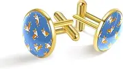 [Generic] Cute Dog Corgi Pattern Print Classic Stainless Steel Cufflinks for Mens, Suit Shirt Cuff Links Jewelry Business Wedding Gifts, Golden