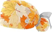 [YTYVAGT] 2-Pc,Gourd-Shaped Working Cap,Fisherman Hat with Buttons and Cotton Sweatband,Autumn Maple Leaf Pattern