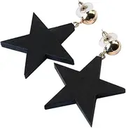 [FOYTOKI] 2pcs Retro Ethnic Style Women's Wood Stars Earrings Unique Studs for Daily Wear Random Style