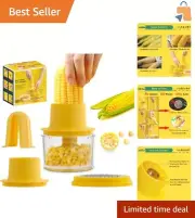Stylish Yellow Corn Stripper with Ergonomic Grip & Bowl - Ideal for Home Cooking