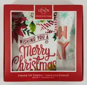 NIP Lenox 2 pack Christmas holiday Poinsettia decorative fingertip hand towels