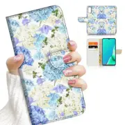 ( For Vivo Y22s ) Wallet Flip Case Cover AJ23655 Flower Blue