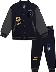 [DC Comics] Fleece Varsity Bomber Jacket and Jogger Pants Toddler to Big Kid Sizes (2T - 14-16)