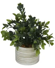 Peyton Lane Eucalyptus Green Faux Foliage Indoor Outdoor Artificial Plant with Realistic Leaves and Patterned Porcelain Pot