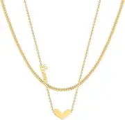 [ChneseWare] Double Layer Stacking Love Necklace 2024 New Female Light Luxury Niche Ins Hip-Hop Collarbone Chain