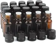 10 ml(1/3 oz) Sample Glass Bottles For Essential Oils 20 Pcs Empty Glass Dropper Vials With Orifice Reducers For DIY Perfume Aromatherapy Fragrance Cosmetic Oils (amber)