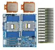 Gigabyte MZ73-LM0 Motherboard SP5 With 2xAMD EPYC 9384X 32 Core CPU，12x64GB RAM