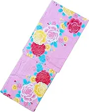 [Modern Sakura] Women's Authentic Traditional Japanese Yukata, aka Casual Kimono, Yellow and Pink Roses in Pink, Pink, One Size