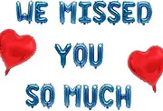 Welcome Home Decorations We Missed You So Much Banner with Heart Confetti Balloons for Army Military Theme Deployment Return Home Welcome Back Family Party Decorations(Blue)