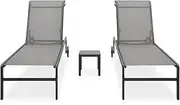 Camping Sunloungers Reclining Patio ChairsSun Loungers 2 pcs with Table and Steel**