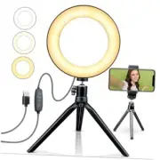 6" Ring Light with Stand & Phone Tripod 11 Brightness Level，Desktop Light for